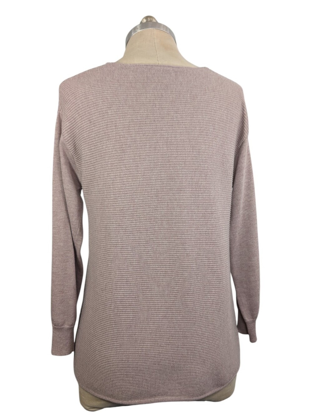 Ella Moss Women's Soft Ribbed Knit V-Neck Mauve Sweater Sz Medium - Picture 2 of 6